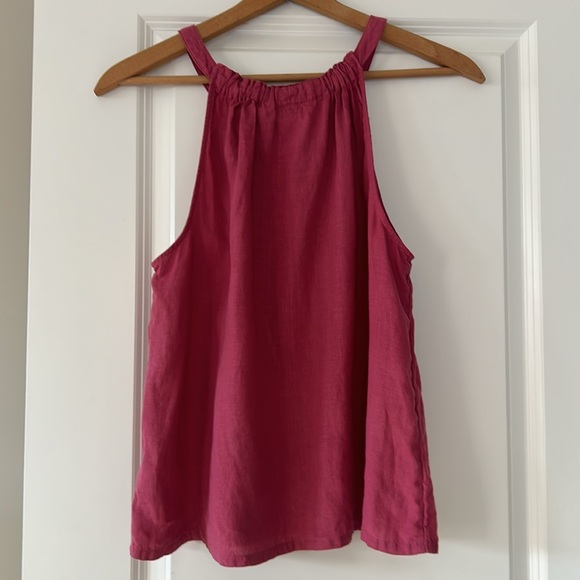 Nicole Miller Linen Halter Top in Dark Pink/Mauve Size Large - Picture 6 of 8